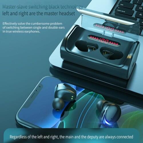 T8-TWS wireless bluetooth headset 5.0 LED digital display breathing light ipx7 waterproof and sweat-proof sports gaming headset
