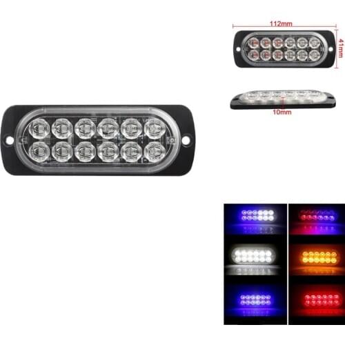 Slim Car Truck Emergency 12 LED Strobe Flash Light Bar Dash Lamp W/ Screws