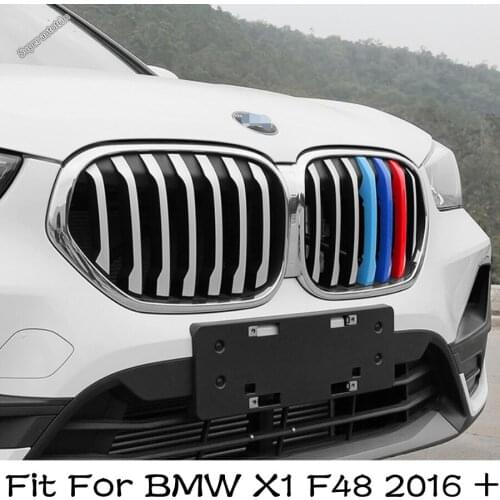 Lapetus Tricolor Front Center Mesh Grille Grill Decor Strip Cover Trims 3PCS For BMW X1 F48 2016 - 2021 Plastic Auto Accessories