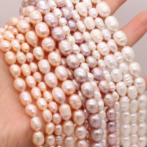 High Quality A Natural Freshwater Pearl Rice Shape Purple Pink White Beads for Jewelry Making Bracelet Necklace Accessories
