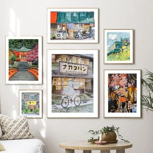 Japan Sakura Abstract Country Landscape Wall Art Canvas Painting Posters And Prints Living Room Decoration Japanese Style Decor