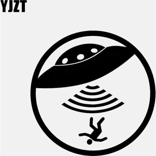 YJZT 13CM*13CM Funny UFO Car Sticker Vinyl Decal Black/Silver C3-0535