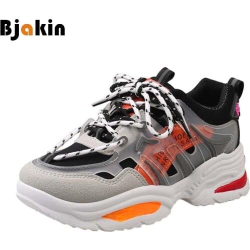 Bjakin Height Increasing Woman Sneakers Cool Walking Outdoors Stylish Ladies Running Shoes 2020 New Lace Up Sport Athletic Shoes