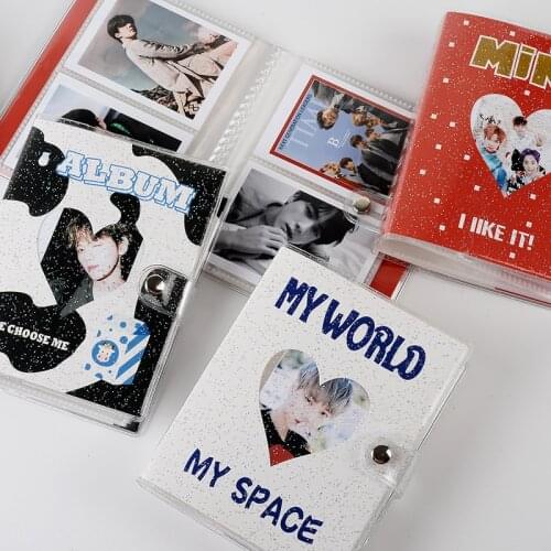 1PCs 3 Inch 64 Pockets PVC Photo Album Hollow Heart Interstitial Case for Name Card Mini Scrapbooking Storage Wedding Gift
