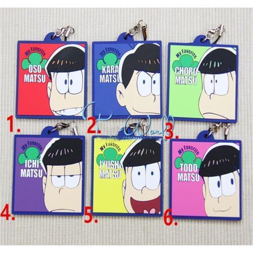 1pcs Mr osomatsu san Matsuno Osomat Ichimatsu Jyushimatsu Ichimatsu Rubber Keychain Phone Strape Colgante kulcstarto Keyring