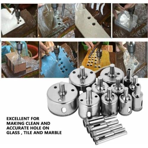 16 pcs 6-50mm Diamond Tile Hole Saw set Drill Bit Ceramic Glass Coated Marble