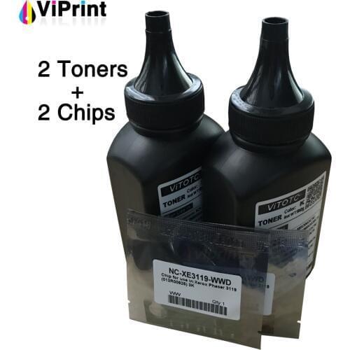 2 Toners + 2 Chips Laser Printer Refill Toner Powder 013R00625 Reset Chip Compatible for Xerox 3119 WorkCentre 3119 WC3119