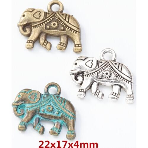 20 pieces of retro metal zinc alloy elephant Pendant for DIY handmade jewelry necklace making 8215