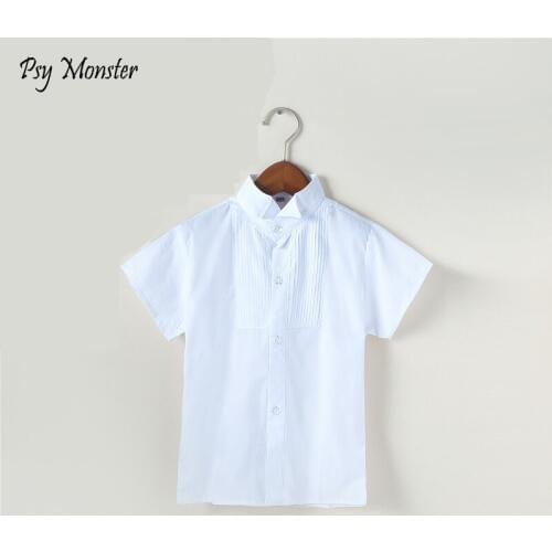 2018 Baby Boys Girls Summer Wedding Birthday Party Formal White Blouse Shirts Clothes Kids School Tops For Child Shirts S28