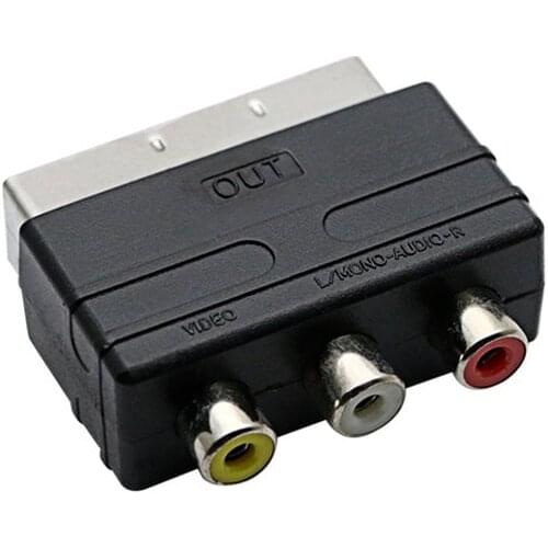 21PIN SCART Male TO 3RCA JACKS INPUT AV Adapter Adaptor Converter for TV DVD VCR Game Player NES SNES