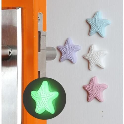 4Pcs/Set Creative Starfish Behind Door Mute Pad Luminous Table Corner Anti-Collision Pad Door Handle Door Lock Anti-Shock Pad