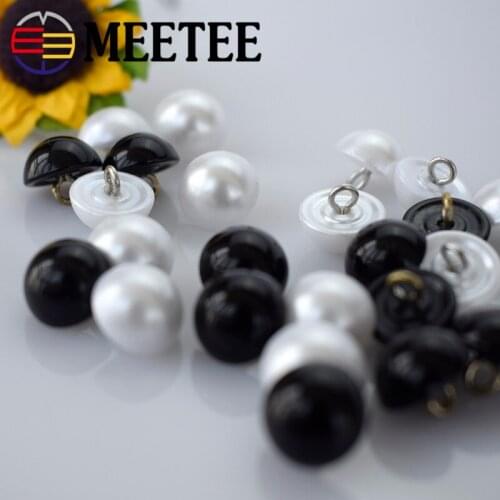 50pcs Meetee 9-18mm Plastic Prarl Buttons Black White Shank Shirt Buckles Diy Sewing Clothing Decoration Accessories Craft B3-2