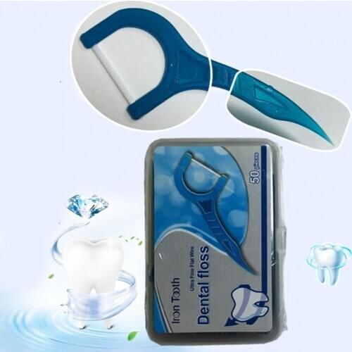 50pcs Dental Floss Flosser Picks Teeth Toothpicks Stick Oral Care Tooth Cleaning