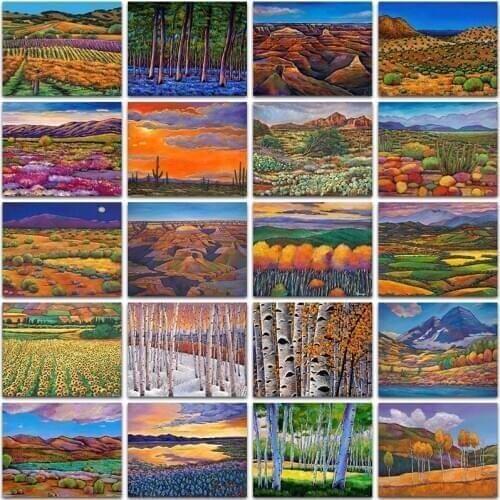 5D Diamond Painting landscape Autumn scenery forest tree desert Snow scene sunflower embroidery mosaic Cross stitch home decor