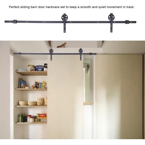 8ft Sliding Barn Door Hardware Roller Track Rail Kit Set For Door Wood Closet Cabinet Sliding Door Fittings Door System