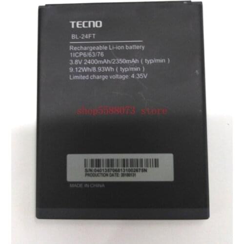 3.8V 2400mAh 100% brand new phone battery for TECNO BL-24FT new battery