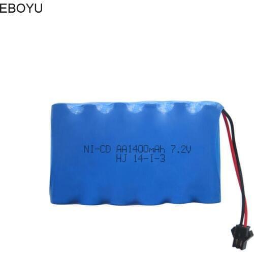 EBOYU 7.2V 1400mAh Ni-cd Rechargeable AA Battery Pack SM 2P Plug for RC Car and Other Similar Remote Control Toys
