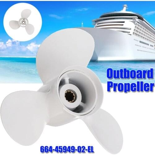 Marine Boat White 3 Blades Outboard Propeller 9 7/8 x 13 Aluminum Alloy For Yamaha 20-30HP 664-45949-02-EL Right-hand Rotation