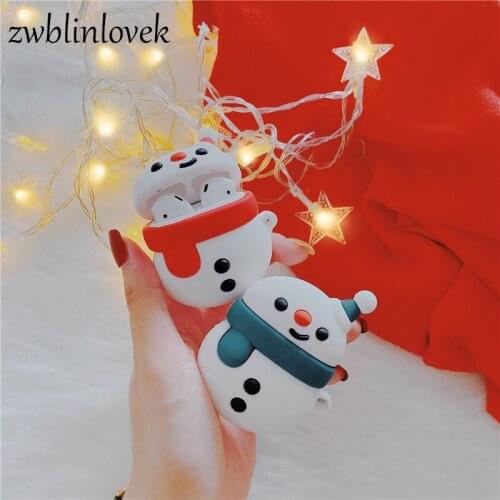 Merry Christmas Snowman Gift Case For Apple Airpods 1 2 Charging Box Soft Silicone Wireless Bluetooth Headphone Protective Cover