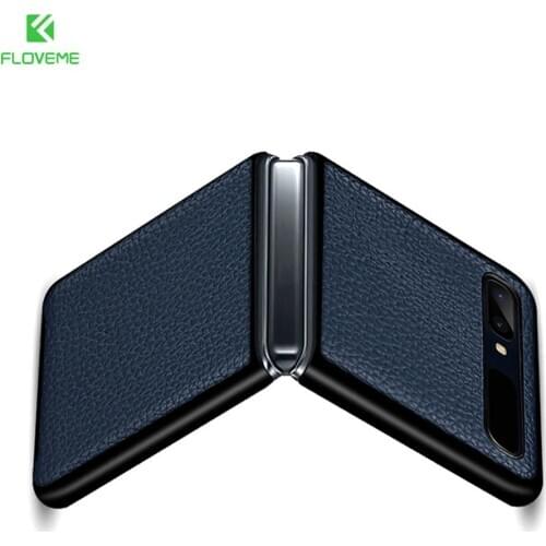 Floveme Original Luxury Genuine Leather Skin Leather Cover for Samsung Galaxy Z flip Case SM F700F Galaxy Z Flip Phone Cover