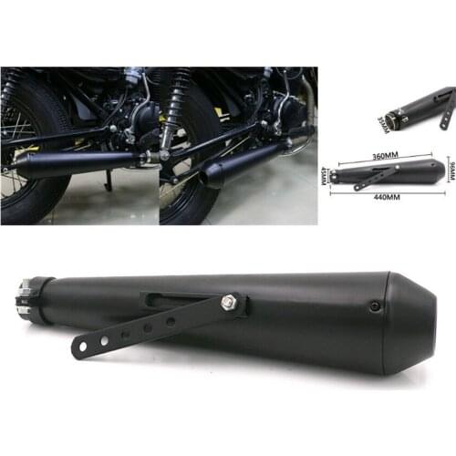 Black Cafe Racer Motorcycle Exhaust Silencer Mufflers Pipe For Harley Bobbers