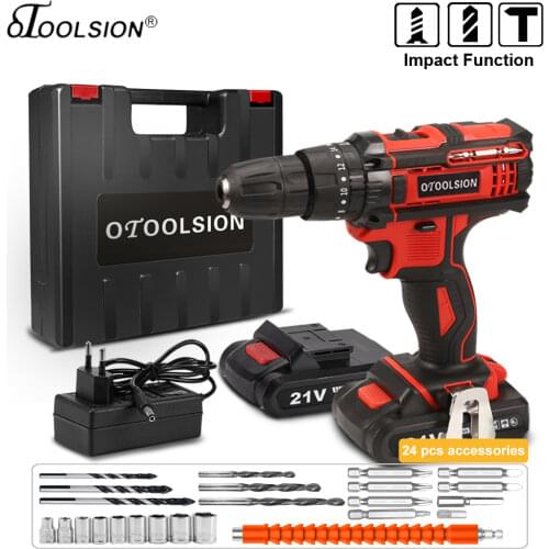 21V Dual Speed Impact Cordless Screwdriver Small Drill Electric Tools Hammer Drill Screwdriver Hammer Cordless Drill+Handbag Bag