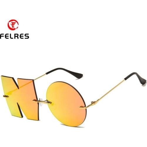 FELRES Men Individuality Sunglasses Fashion Brand Retro Frameless Eyewear Sport UV400 Party Funny Glasses F1872