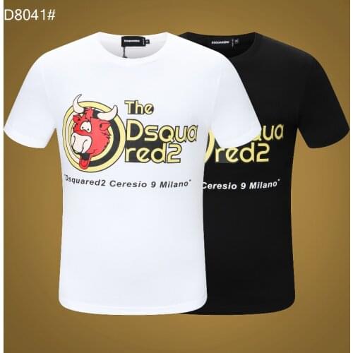 Authentic DSQUARED2 Mens and Womens Animal Print Simple Round Short Sleeve Street Cotton T-Shirt D8041