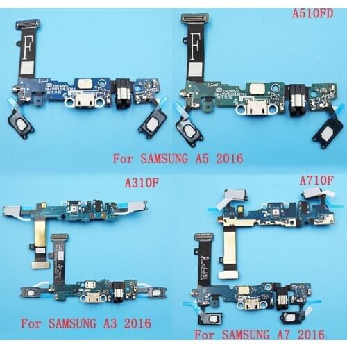 10pcs Microphone USB Flex Cable For Samsung A3 2016/A510F A5 2016/A510FD A7 2016/A710F Tail Plug Charging Port Cable Replacement