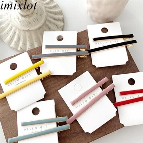 Imixlot 2pcs Simple Fashion Candy Color Hairpins Women Girls Wedding Party Ponytail Hair Clips Chic Barrettes Hair Accessories