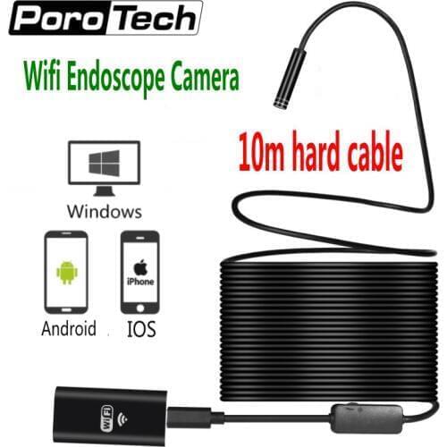 10m hard cable Wifi Endoscope camera 8mm Lens 8 LED Android IOS Boroscope Camera Wireless Waterproof Iphone Endoscope Camera