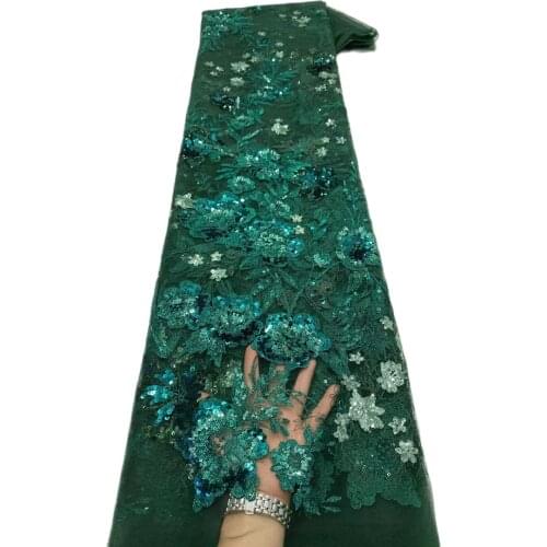 Summer Beautiful Teal Green Color Turtle High Quality Party Dress Material 3D Flower Shinning Tulle Net Lace 2021 Fashion T038