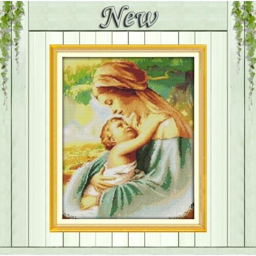 Mother of Christ and baby Child Jesus Counted print on cloth DMC 14CT 11CT Cross Stitch Needlework kit Embroidery Set,home Decor