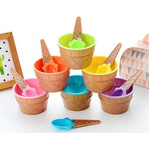 Ice Cream Bowl Spoon Glue For Slime Supplies Accessories Crystal Mud Clay DIY Lizun Stirring Cup Tool Clear Slime Bowl Toys Kids