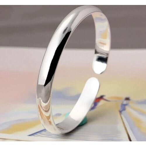 Fashion Jewelry Silver Color Titanium Stainless Steel Open Cuff Bangles Bracelet For Men Women Fashion Jewelry