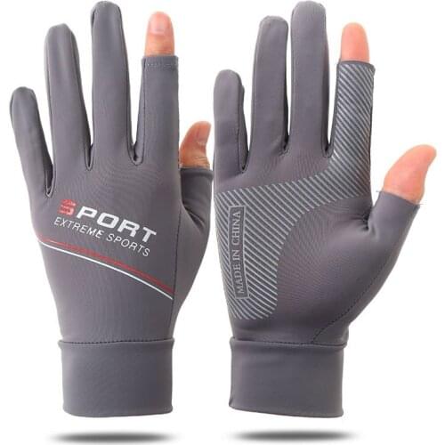 Man Summer Thin Outdoor Sports Sunscreen Touch Screen Drive Cycling Fishing Gloves Non-Slip Ice Silk Breathable Quick Dry
