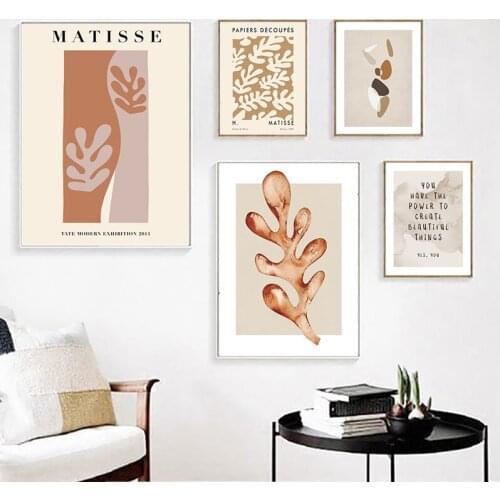 Abstract poster vintage Matisse prints letters plant color canvas painting wall art pictures for bedroom unique decoration