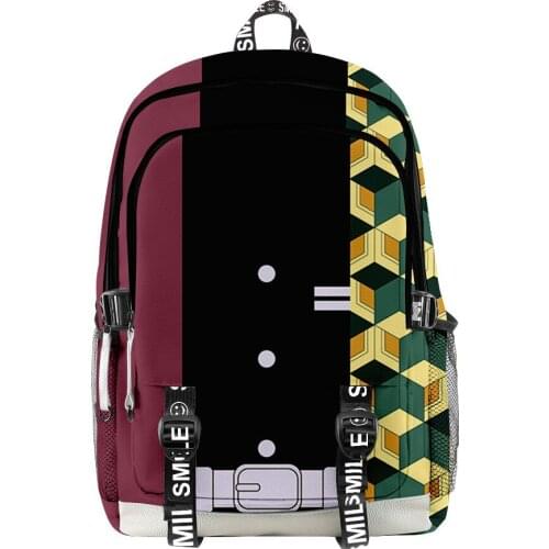 2021 Anime Cartoon Demon Slayer Kimetsu No Yaiba Print Backpack Canvas Bag School Bags Girl Hip Hop Fashion Notebook Bags