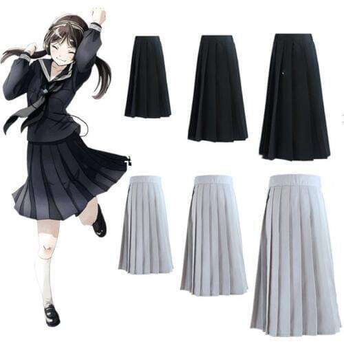 School Dresses Sailor Pleated Skirt Jk Uniforms Cosplay College Middle School Costume Black Blue Gray Short Middle Long Skirt