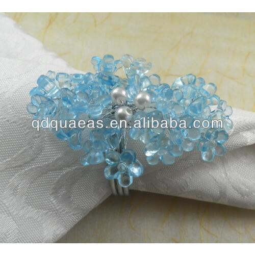 Blue crystal flower napkin ring