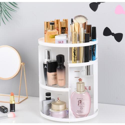 Smart 360-degree Rotating Makeup Organizer Eyebrow Pencil Holder Jewelry Organizer Case Makeup Cosmetic Storage Box Brush Stand