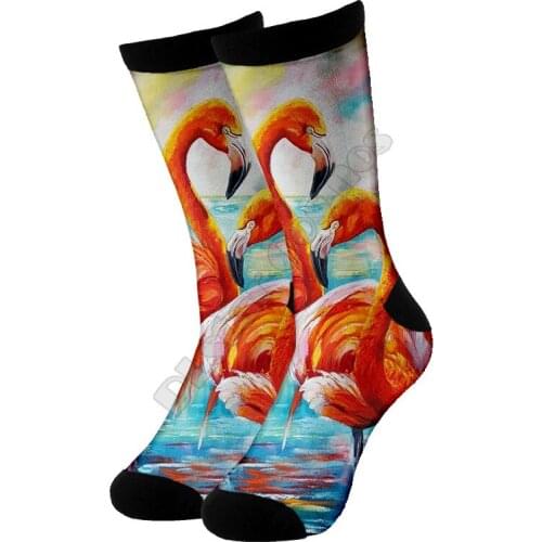 Flamingo High Socks 3d Printed Men For Women Funny socks fashion long Socks 01