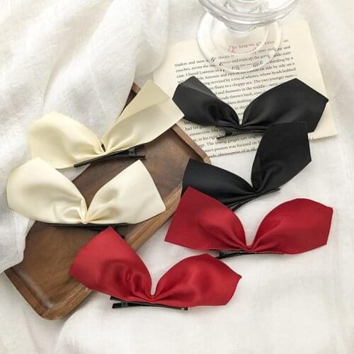 Korea Jisoo Satin Hairpins Fashion Bowknot Ribbon Hair Clips Barrettes Women Girls Hair Ornaments Accessories Headdress
