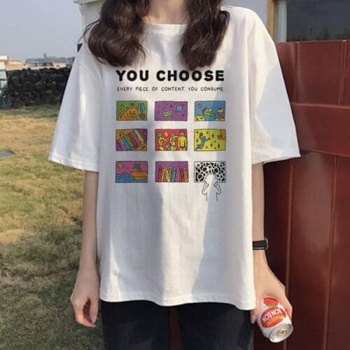 Women T-shirt vintage cotton sweet girls tops Ulzzang streetwear casual black clothing Harajuku loose New Summer clothes shirt