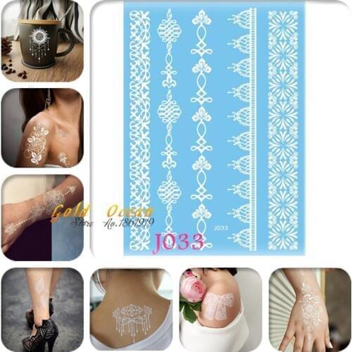 1PC White Ink Fake Metallic Tattoo Stickers Bracelet Pattern GJ033 Summer Style Design Tattoo For Brides Wedding Party Tatoo