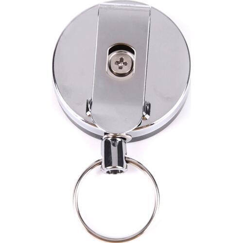 1PCS Stainless Steel Portable Classic Casual Badge Reel Retractable Key Ring Fashion ID Card Holder Clips