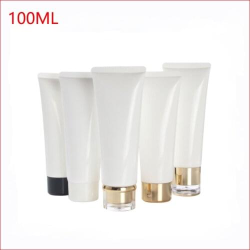 100ML White Empty Soft Tube For Cosmetic Packaging Lotion Cream Plastic Bottle Skin Care Cream squeeze Containers Tube 100pcs