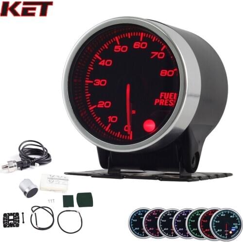 2 Inch 52MM Smoke Lens 0-80PSI Fuel Press Gauge Fuel Pressure Meter With Stepper Motor