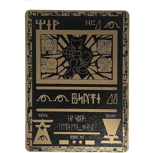2 style Pokemon card Ancient Mewtwo Custom Metal Pokemon Card toys for children