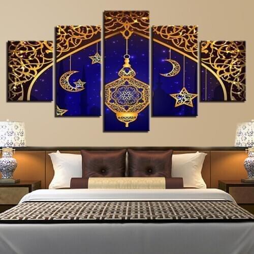 5 Pieces Islam Muslim Moon Canvas Painting 5D diy diamond painting full square drills cross stitch mosaic Diamond Embroidery